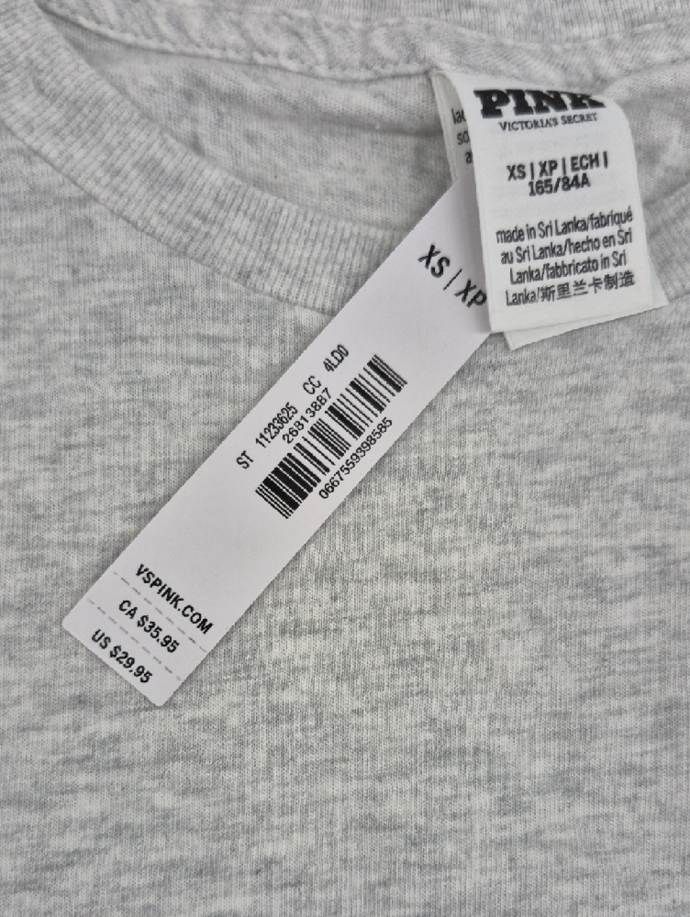 PINK Victoria's Secret Heather Gray Short Sleeve Tee with Green Script Logo - Picture 2 of 3